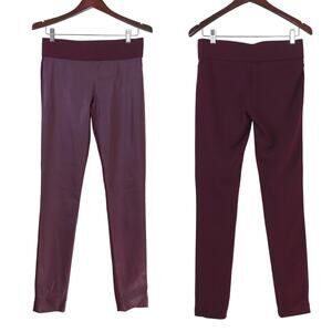 Club Monaco Size 6 Tasha Faux Leather Leggings Ponte Knit Burgundy